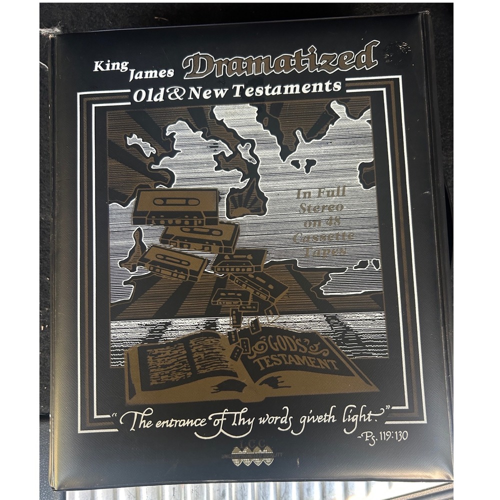 ICC King James Dramatized Bible 48 Cassette Set Black Vinyl Case vintage media